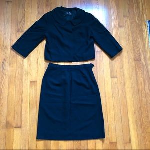 Vintage Jackie O Black Wool Suit